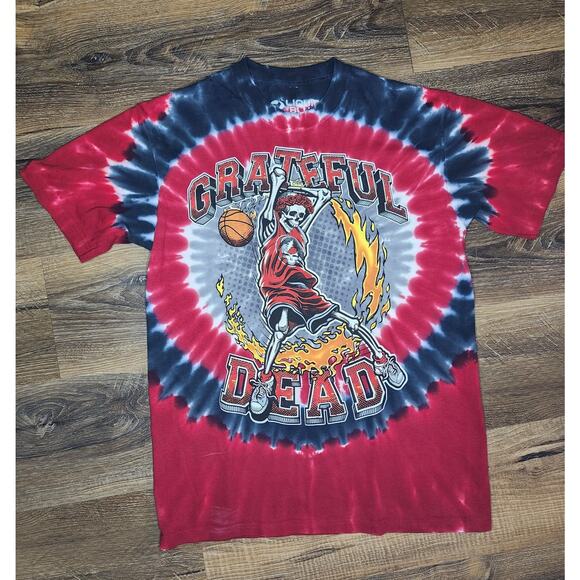 Grateful Dead Basketball Tie-Dye T-Shirt Medium Liquid Blue Skeleton Dunk Unworn - Picture 6 of 9